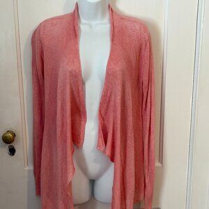 Eileen Fisher Petite, Salmon Pink Open Cardigan, Knit Sweater,  Petite Small